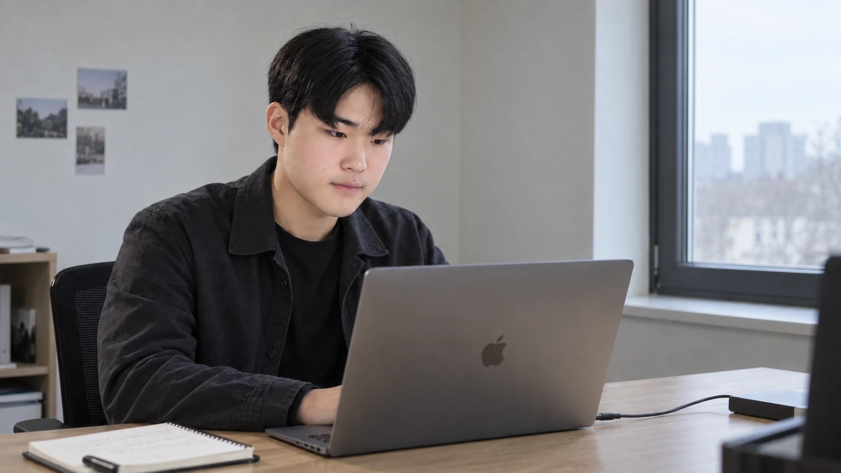 노트북 앞에서 작업하는 최관혁